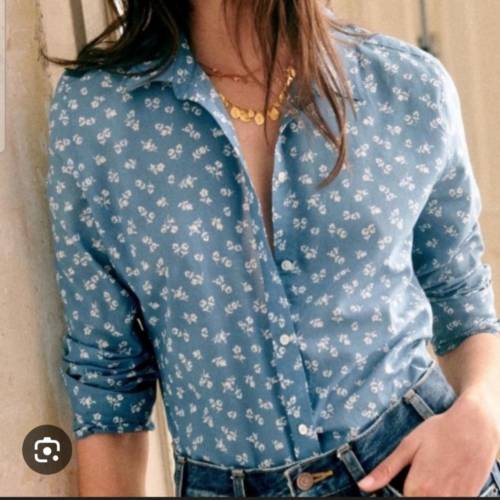 Sezane Blue Floral Ann Shirt